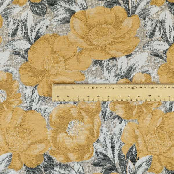 Bloomsbury Floral Pattern Weaves Shiny Golden Orange Quality Furnishing Fabric JO-392 - Handmade Cushions