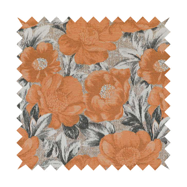 Bloomsbury Floral Pattern Weaves Shiny Orange Quality Furnishing Fabric JO-393 - Roman Blinds