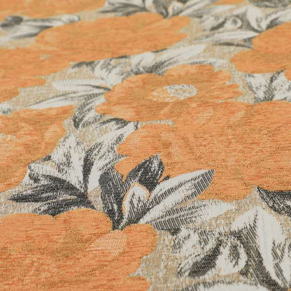 Bloomsbury Floral Pattern Weaves Shiny Orange Quality Furnishing Fabric JO-393 - Made To Measure Curtains