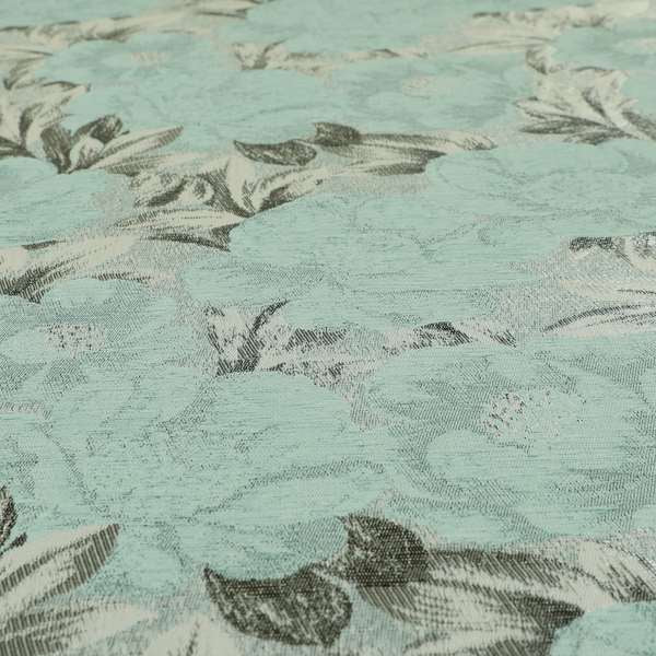 Bloomsbury Floral Pattern Weaves Shiny Blue Quality Furnishing Fabric JO-394 - Made To Measure Curtains