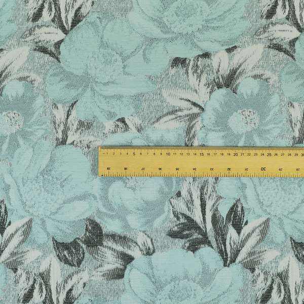 Bloomsbury Floral Pattern Weaves Shiny Blue Quality Furnishing Fabric JO-394