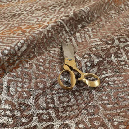 Lomasi Metallic Tones Fabric Brown Bronze Portuguese Medallion Pattern Designer Fabric JO-395 - Made To Measure Curtains