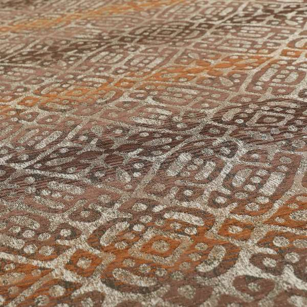 Lomasi Metallic Tones Fabric Brown Bronze Portuguese Medallion Pattern Designer Fabric JO-395 - Made To Measure Curtains