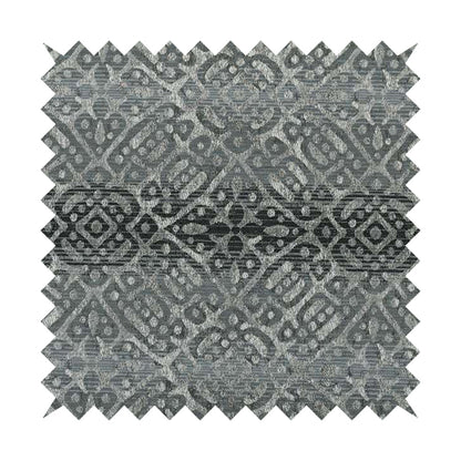 Lomasi Metallic Tones Fabric Gun Metal Grey Portuguese Medallion Pattern Designer Fabric JO-397