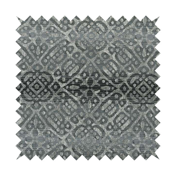 Lomasi Metallic Tones Fabric Gun Metal Grey Portuguese Medallion Pattern Designer Fabric JO-397 - Made To Measure Curtains