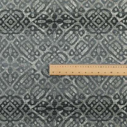 Lomasi Metallic Tones Fabric Gun Metal Grey Portuguese Medallion Pattern Designer Fabric JO-397 - Made To Measure Curtains