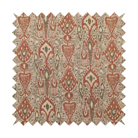 Ornare Egyptian Theme Inspired Art Pattern Soft Woven Jacquard Orange Colour Interior Fabric JO-398