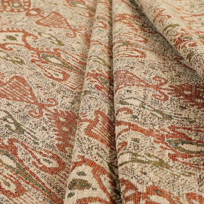 Ornare Egyptian Theme Inspired Art Pattern Soft Woven Jacquard Orange Colour Interior Fabric JO-398