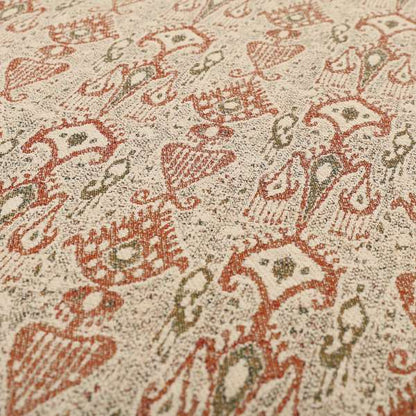 Ornare Egyptian Theme Inspired Art Pattern Soft Woven Jacquard Orange Colour Interior Fabric JO-398