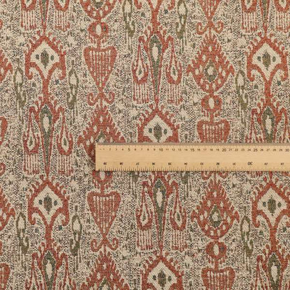 Ornare Egyptian Theme Inspired Art Pattern Soft Woven Jacquard Orange Colour Interior Fabric JO-398