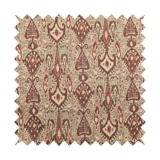 Ornare Egyptian Theme Inspired Art Pattern Soft Woven Jacquard Red Colour Interior Fabric JO-400