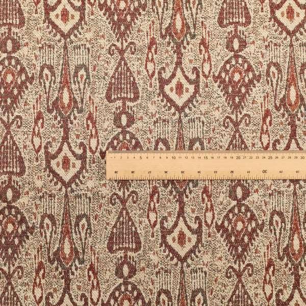 Ornare Egyptian Theme Inspired Art Pattern Soft Woven Jacquard Red Colour Interior Fabric JO-400 - Made To Measure Curtains