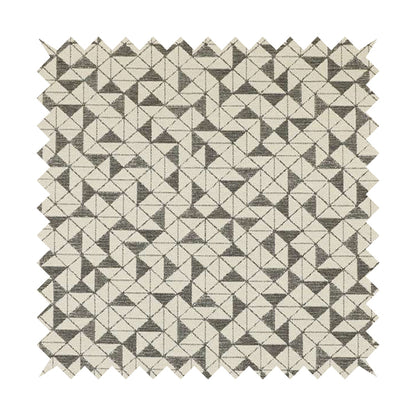 Voyage Designer Geometric Small Motif Pattern In Cream Brown Soft Chenille Upholstery Fabric JO-405 - Roman Blinds