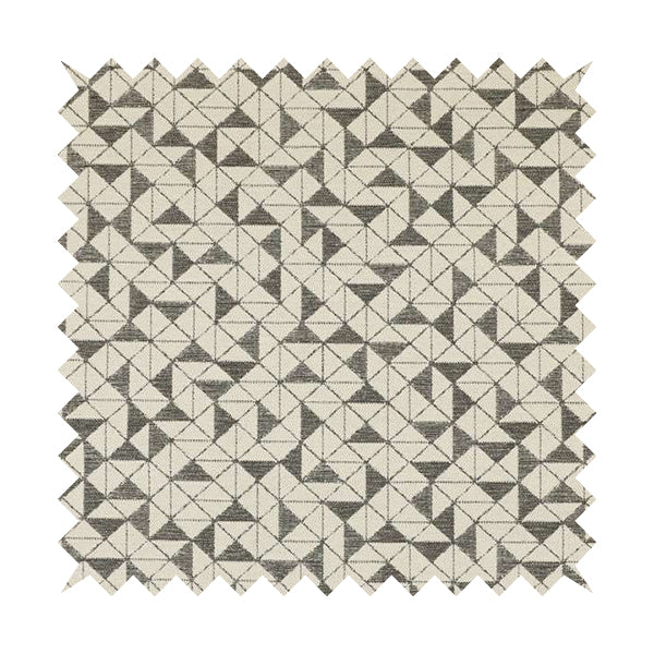 Voyage Designer Geometric Small Motif Pattern In Cream Brown Soft Chenille Upholstery Fabric JO-405 - Made To Measure Curtains