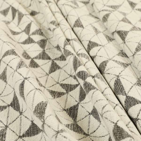 Voyage Designer Geometric Small Motif Pattern In Cream Brown Soft Chenille Upholstery Fabric JO-405 - Roman Blinds