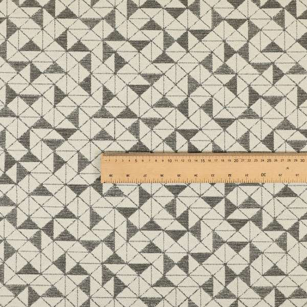 Voyage Designer Geometric Small Motif Pattern In Cream Brown Soft Chenille Upholstery Fabric JO-405 - Roman Blinds