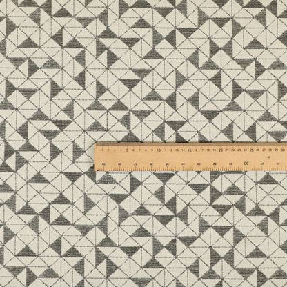 Voyage Designer Geometric Small Motif Pattern In Cream Brown Soft Chenille Upholstery Fabric JO-405 - Roman Blinds