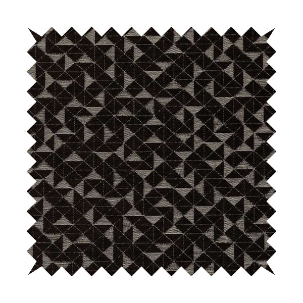 Voyage Designer Geometric Small Motif Pattern In Chocolate Brown Soft Chenille Upholstery Fabric JO-406 - Roman Blinds