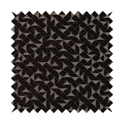 Voyage Designer Geometric Small Motif Pattern In Chocolate Brown Soft Chenille Upholstery Fabric JO-406 - Roman Blinds