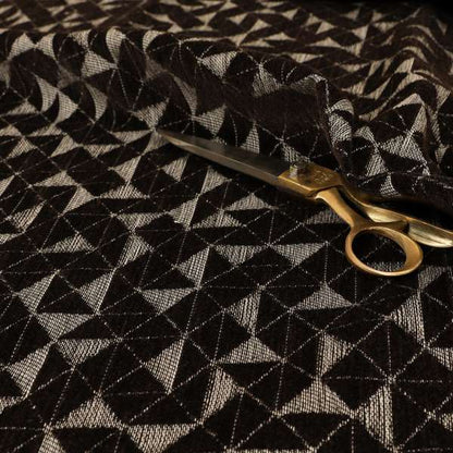 Voyage Designer Geometric Small Motif Pattern In Chocolate Brown Soft Chenille Upholstery Fabric JO-406 - Roman Blinds