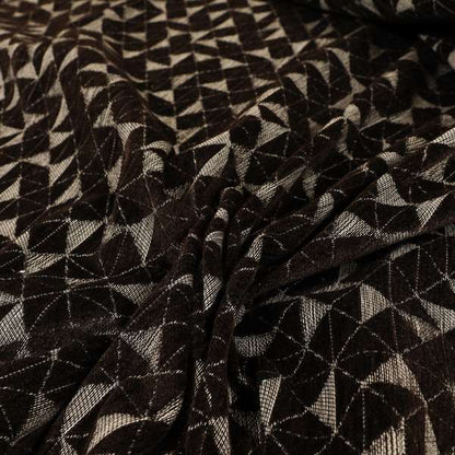 Voyage Designer Geometric Small Motif Pattern In Chocolate Brown Soft Chenille Upholstery Fabric JO-406 - Roman Blinds