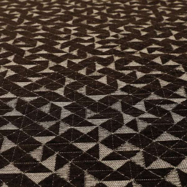 Voyage Designer Geometric Small Motif Pattern In Chocolate Brown Soft Chenille Upholstery Fabric JO-406 - Roman Blinds