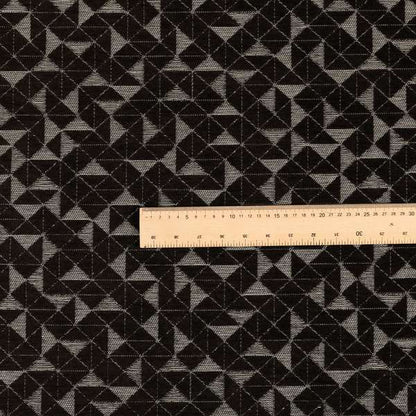 Voyage Designer Geometric Small Motif Pattern In Chocolate Brown Soft Chenille Upholstery Fabric JO-406 - Roman Blinds