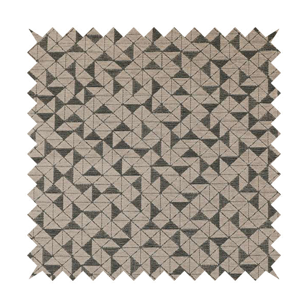 Voyage Designer Geometric Small Motif Pattern In Grey Soft Chenille Upholstery Fabric JO-407 - Roman Blinds