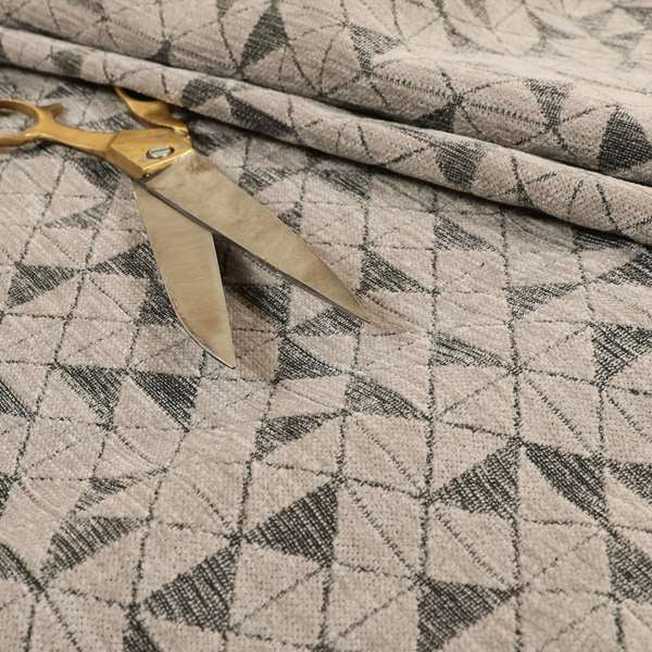 Voyage Designer Geometric Small Motif Pattern In Grey Soft Chenille Upholstery Fabric JO-407 - Roman Blinds