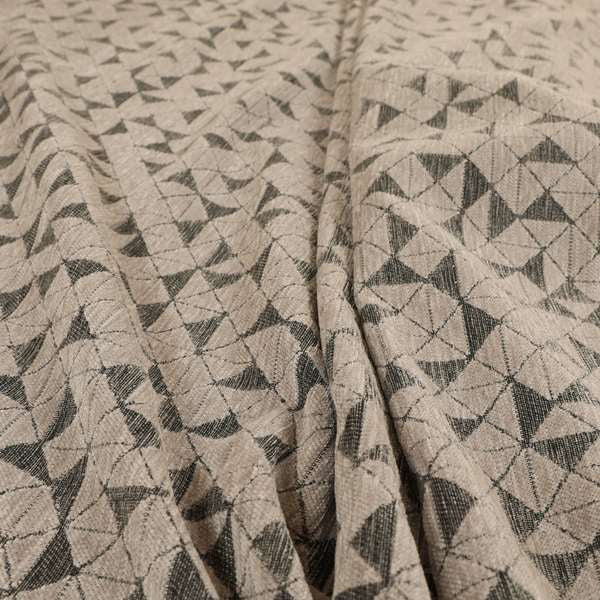 Voyage Designer Geometric Small Motif Pattern In Grey Soft Chenille Upholstery Fabric JO-407