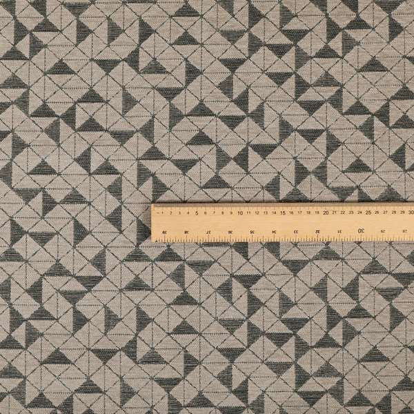 Voyage Designer Geometric Small Motif Pattern In Grey Soft Chenille Upholstery Fabric JO-407 - Roman Blinds