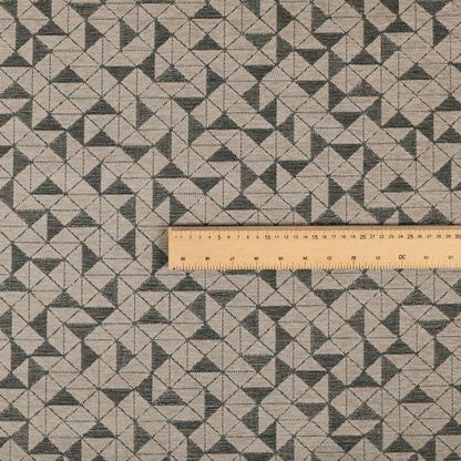 Voyage Designer Geometric Small Motif Pattern In Grey Soft Chenille Upholstery Fabric JO-407 - Roman Blinds