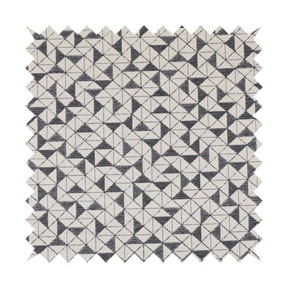 Voyage Designer Geometric Small Motif Pattern In Cream Grey Soft Chenille Upholstery Fabric JO-408 - Made To Measure Curtains