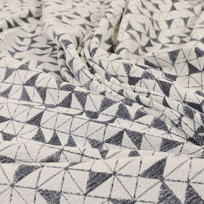 Voyage Designer Geometric Small Motif Pattern In Cream Grey Soft Chenille Upholstery Fabric JO-408