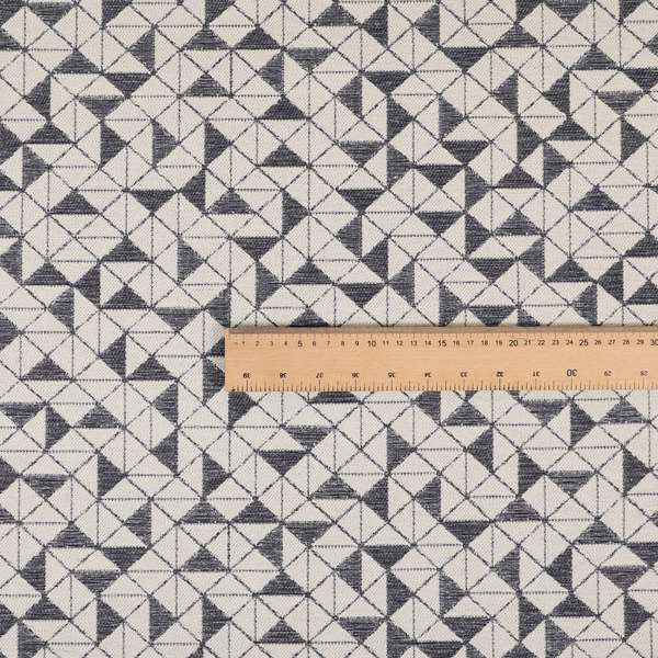 Voyage Designer Geometric Small Motif Pattern In Cream Grey Soft Chenille Upholstery Fabric JO-408 - Roman Blinds