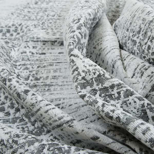 Incanti White Grey Mist Pattern Soft Woven Chenille Upholstery Fabric JO-41 - Made To Measure Curtains