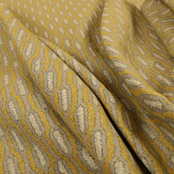 Atmosfera Woven Fabric Funky Modern Yellow Eyelet Stripe Pattern Furnishing Fabric JO-411 - Made To Measure Curtains