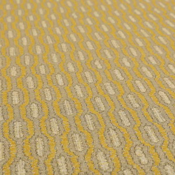 Atmosfera Woven Fabric Funky Modern Yellow Eyelet Stripe Pattern Furnishing Fabric JO-411 - Roman Blinds