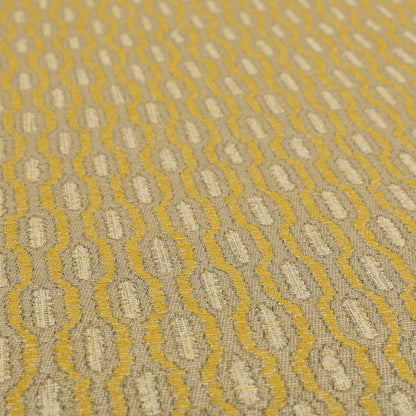 Atmosfera Woven Fabric Funky Modern Yellow Eyelet Stripe Pattern Furnishing Fabric JO-411 - Roman Blinds