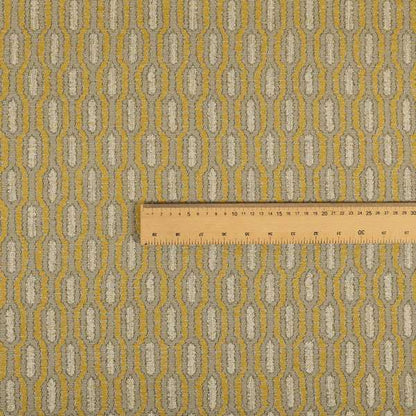 Atmosfera Woven Fabric Funky Modern Yellow Eyelet Stripe Pattern Furnishing Fabric JO-411 - Roman Blinds