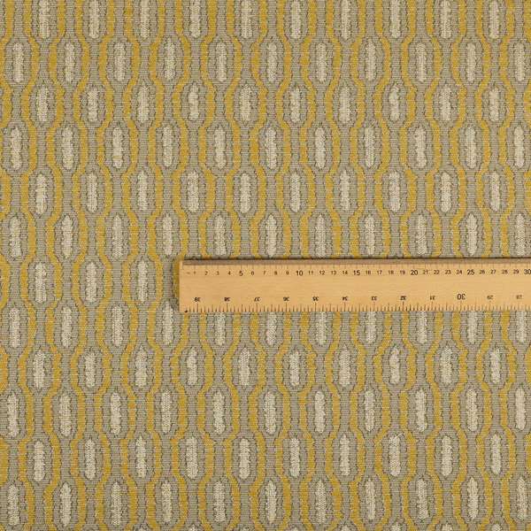 Atmosfera Woven Fabric Funky Modern Yellow Eyelet Stripe Pattern Furnishing Fabric JO-411 - Made To Measure Curtains