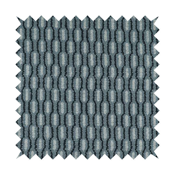 Atmosfera Woven Fabric Funky Modern Navy Blue Eyelet Stripe Pattern Furnishing Fabric JO-412 - Roman Blinds