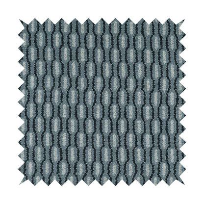 Atmosfera Woven Fabric Funky Modern Navy Blue Eyelet Stripe Pattern Furnishing Fabric JO-412 - Made To Measure Curtains