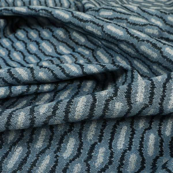 Atmosfera Woven Fabric Funky Modern Navy Blue Eyelet Stripe Pattern Furnishing Fabric JO-412