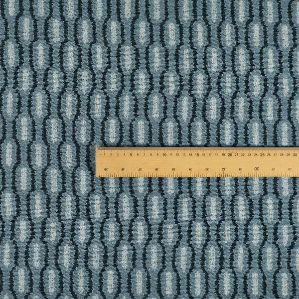 Atmosfera Woven Fabric Funky Modern Navy Blue Eyelet Stripe Pattern Furnishing Fabric JO-412 - Made To Measure Curtains