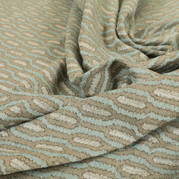 Atmosfera Woven Fabric Funky Modern Light Blue Eyelet Stripe Pattern Furnishing Fabric JO-413 - Made To Measure Curtains