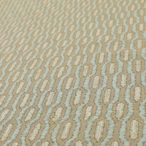 Atmosfera Woven Fabric Funky Modern Light Blue Eyelet Stripe Pattern Furnishing Fabric JO-413 - Roman Blinds