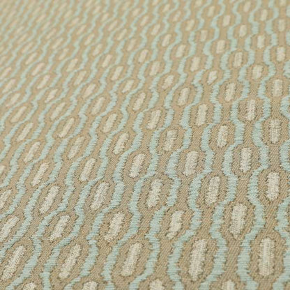 Atmosfera Woven Fabric Funky Modern Light Blue Eyelet Stripe Pattern Furnishing Fabric JO-413 - Roman Blinds