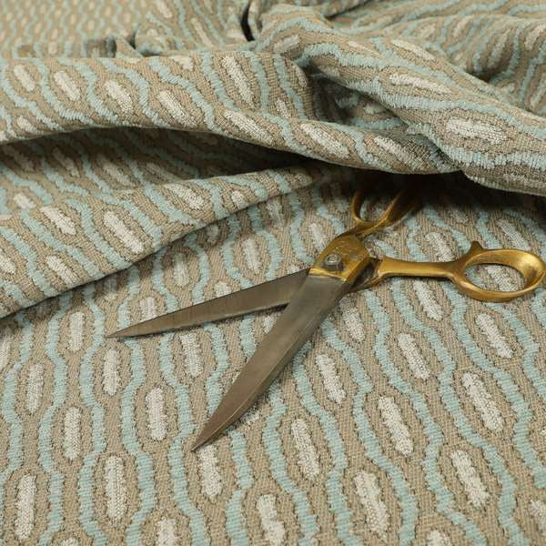 Atmosfera Woven Fabric Funky Modern Light Blue Eyelet Stripe Pattern Furnishing Fabric JO-413