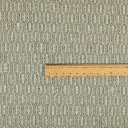 Atmosfera Woven Fabric Funky Modern Light Blue Eyelet Stripe Pattern Furnishing Fabric JO-413 - Roman Blinds